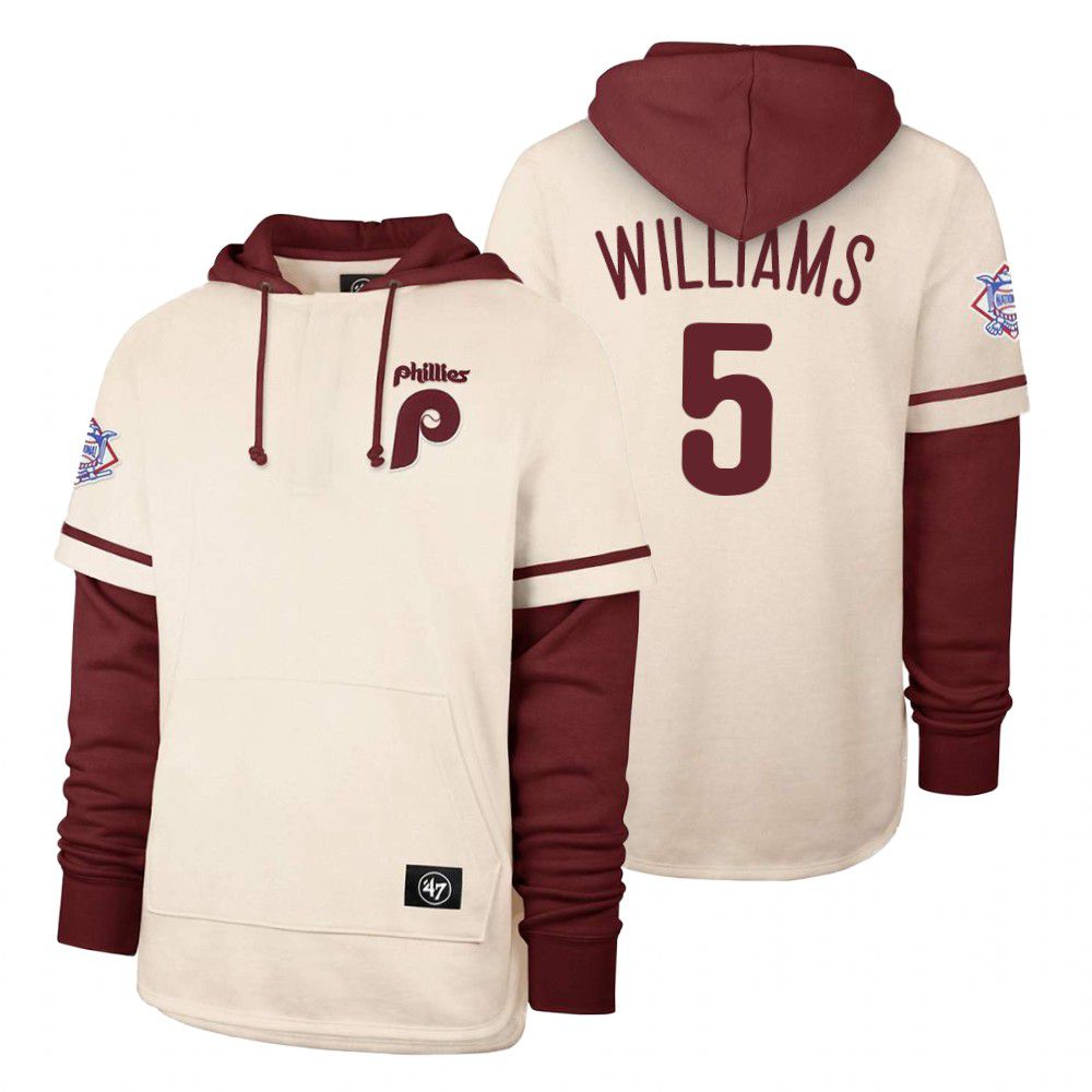 Men Philadelphia Phillies #5 Williams Cream 2021 Pullover Hoodie MLB Jersey->philadelphia phillies->MLB Jersey
